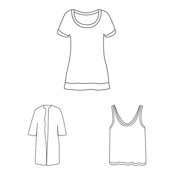 Diseño vectorial de mujer e icono de la ropa. Conjunto de ilustración vectorial mujer y desgaste . — Vector de stock