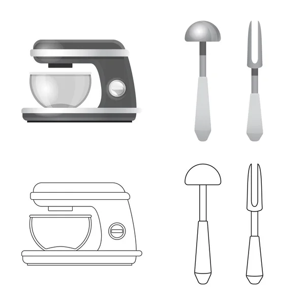 Векторний Дизайн Кухні Вивіски Готування Колекція Кухонних Приладів Векторні Ілюстрації — стоковий вектор