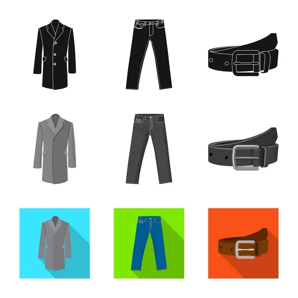 Ilustración vectorial del hombre y signo de la ropa. Conjunto de hombre y desgaste símbolo de stock para la web . — Archivo Imágenes Vectoriales