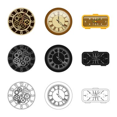 Saat ve saat sembol yalıtılmış nesne. Hisse senedi için saat ve daire vektör simge kümesi.