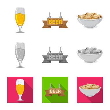 Bar ve pub logo vektör tasarımı. Pub ve web için iç hisse senedi simgesi.