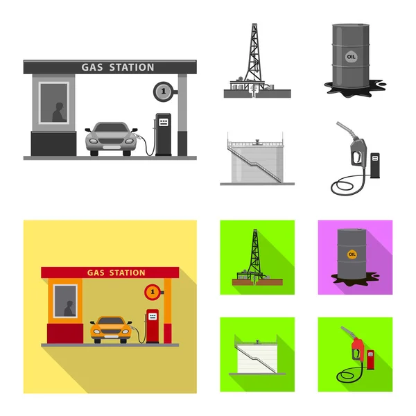 Geïsoleerde object van olie- en gas-logo. Set van olie en benzine vector pictogram voor voorraad. — Stockvector