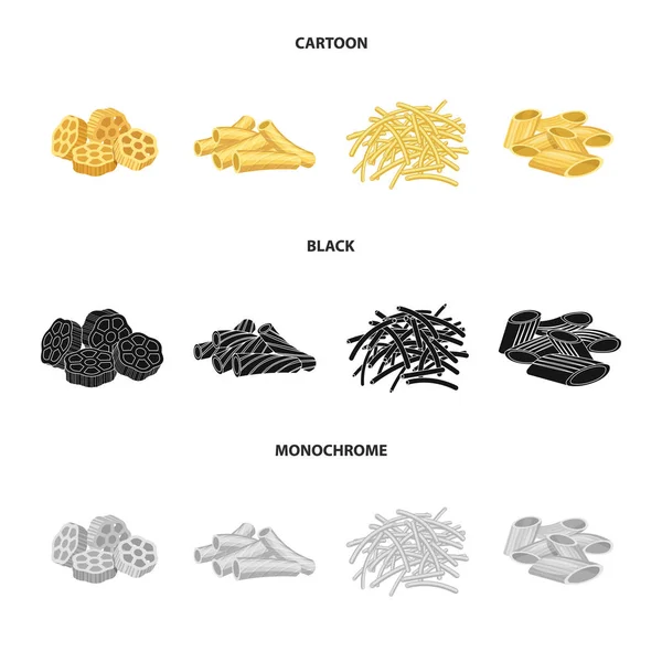 Ilustração vetorial do símbolo de massas e carboidratos. Conjunto de macarrão e macarrão ilustração stock vector . — Vetor de Stock