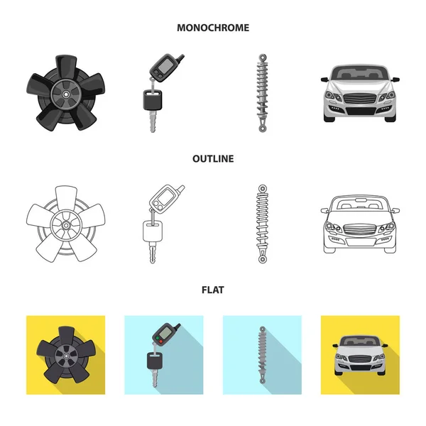 Diseño vectorial de auto y señal de parte. Colección de auto y coche stock vector ilustración . — Archivo Imágenes Vectoriales