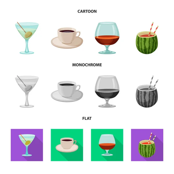 Vektor-Design von Drink und Bar-Symbol. Sammlung von Getränken und Party-Aktiensymbol für das Web. — Stockvektor