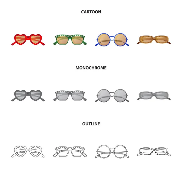 Projeto vetorial de óculos e óculos de sol ícone. Conjunto de óculos e ícone de vetor acessório para estoque . — Vetor de Stock