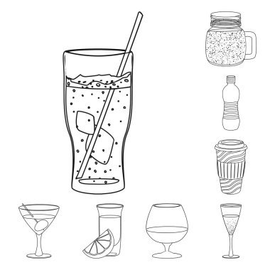 İçki ve üye bar tasarım vektör. İçki ve parti hisse senedi vektör çizim seti.