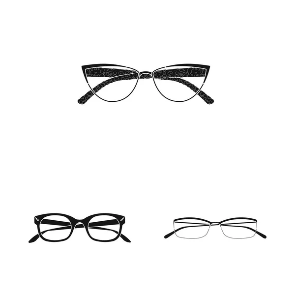 Vektor illustration av glasögon och Rama in tecken. Uppsättning av glasögon och tillbehör aktiesymbol för webben. — Stock vektor