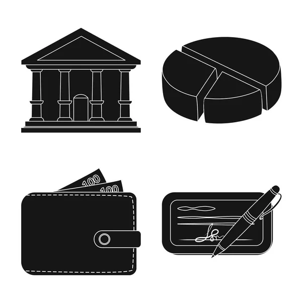 Vektorové ilustrace banku a peníze znamení. Kolekce banky a bill vektorové ilustrace. — Stockový vektor
