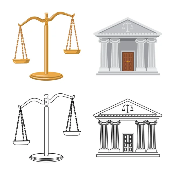 Isolated object of law and lawyer logo. Collection of law and justice vector icon for stock. — Stock Vector