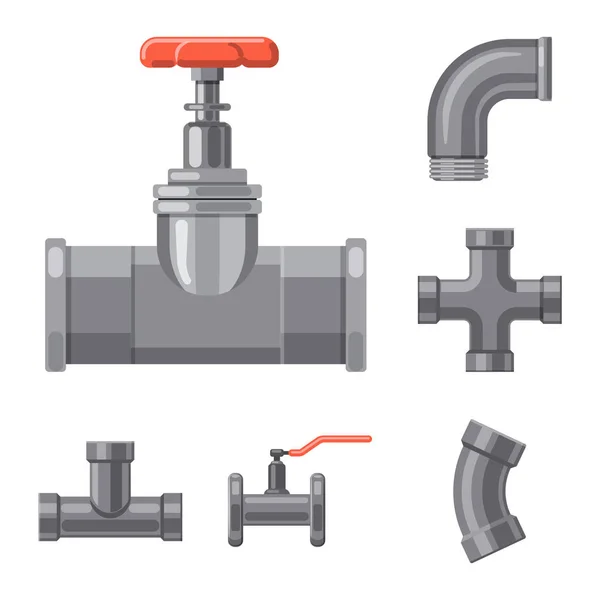 Векторний дизайн логотипу труби та трубки. Набір піктограм труби і конвеєра для складання . — стоковий вектор