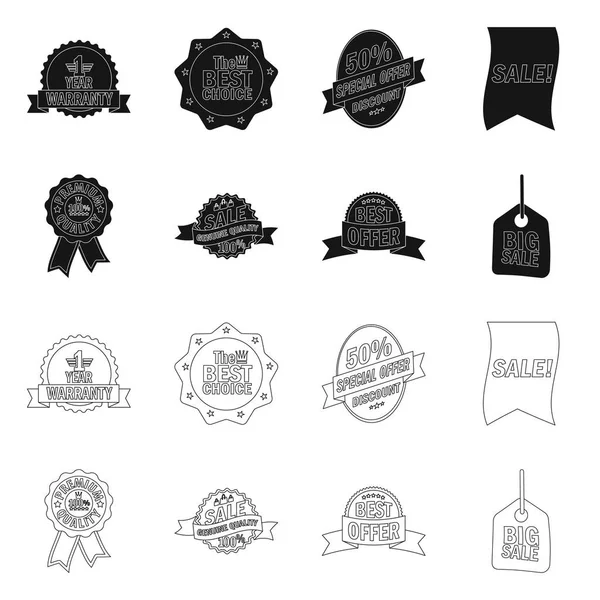 Geïsoleerde object van embleem en badge symbool. Collectie van embleem en sticker voorraad vectorillustratie. — Stockvector