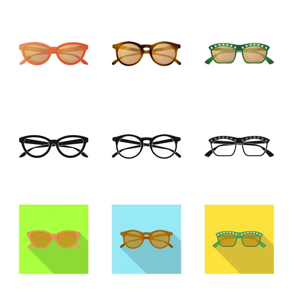 Vector design of glasses and sunglasses symbol. Set of glasses and accessory stock symbol for web. — Stock Vector