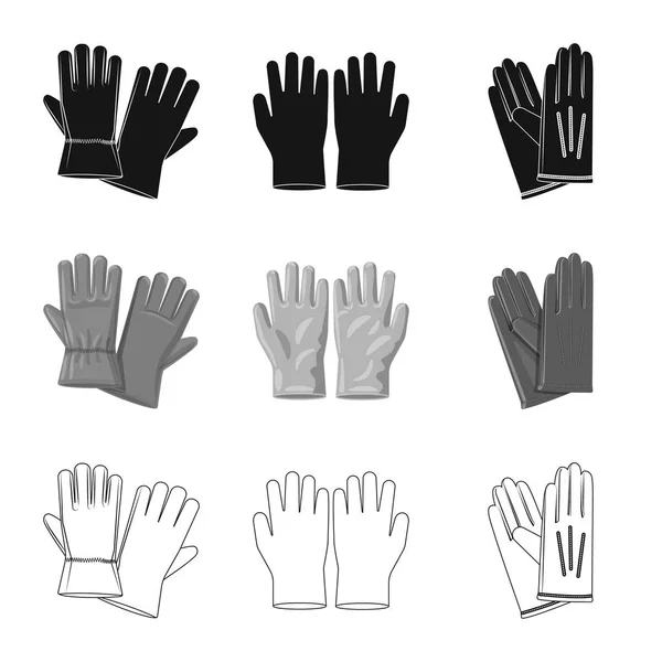 Vektor-Illustration von Handschuh und Winterlogo. Set von Handschuhen und Ausrüstung Vektor-Symbol für Lager. — Stockvektor