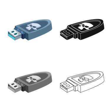 Virüs ve güvenli logo vektör çizimi. Hisse senedi için virüs ve siber vektör simge kümesi.