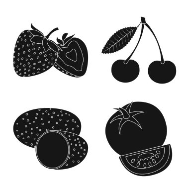 Sebze ve meyve simge vektör Illustration. Hisse senedi için sebze ve vejeteryan vektör simge kümesi.