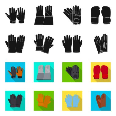 Eldiven ve kış logo yalıtılmış nesne. Eldiven ve ekipman hisse senedi vektör çizim seti.