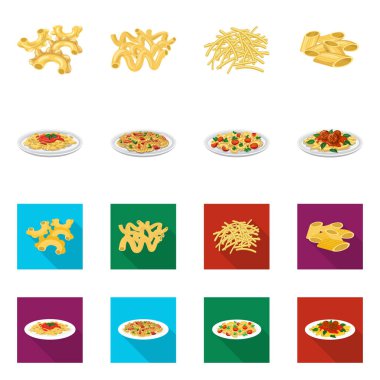Makarna ve karbonhidrat simge vektör Illustration. Web için makarna makarna ve hisse senedi simgesi kümesi.