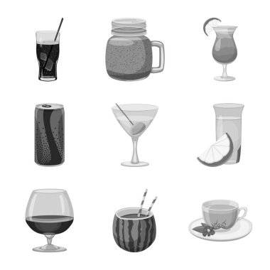 İçki ve bar logo vektör Illustration. İçki ve parti hisse senedi vektör çizim seti.