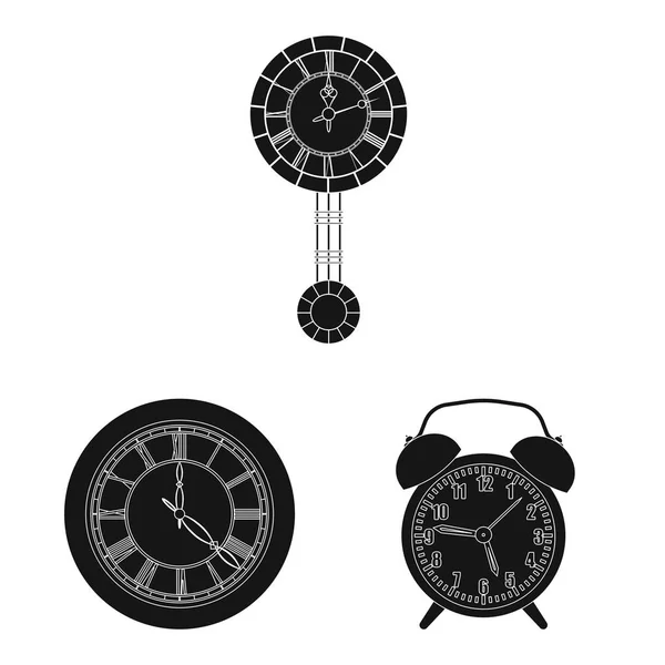 Oggetto isolato di orologio e segnale orario. Set di orologio e icona vettoriale cerchio per magazzino . — Vettoriale Stock