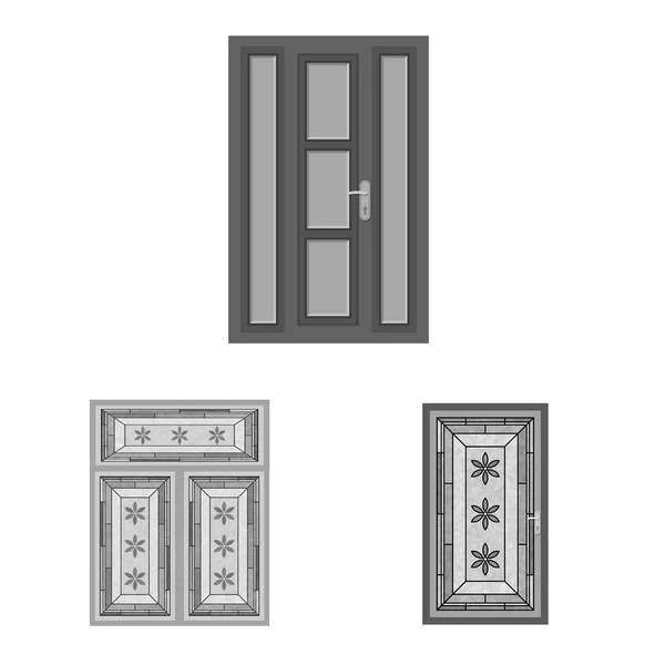 Isolated object of door and front sign. Set of door and wooden vector icon for stock. — Stock Vector