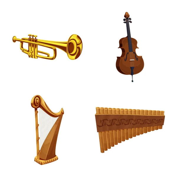 Vector ontwerp van muziek en melodie logo. Collectie van muziek en instrument aandelensymbool voor web. — Stockvector