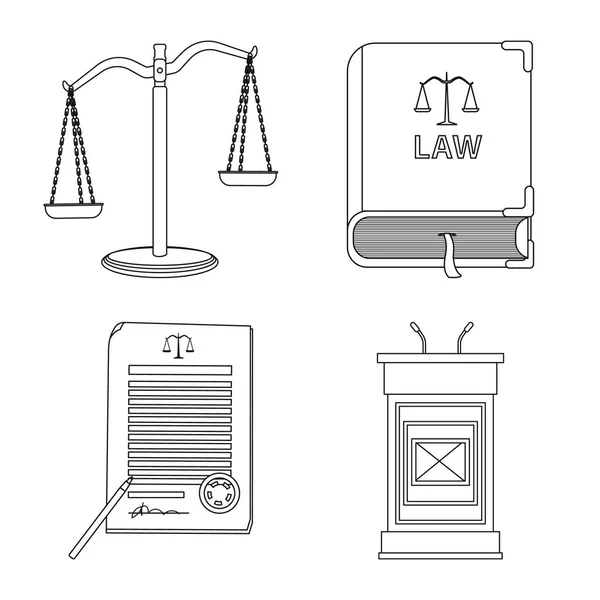 法と弁護士のロゴの孤立したオブジェクト。株式の法と正義のベクター アイコンのセット. — ストックベクタ