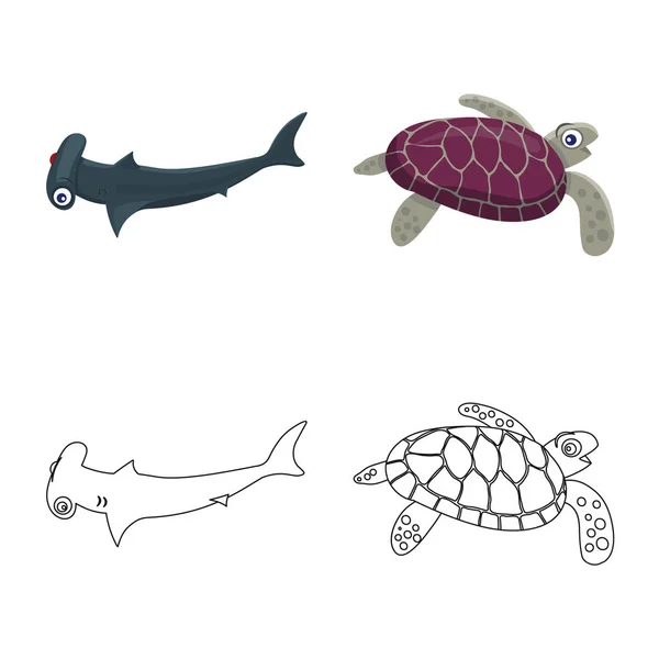 海や動物のロゴのベクター デザイン。海と海洋株式ベクトル イラスト集. — ストックベクタ