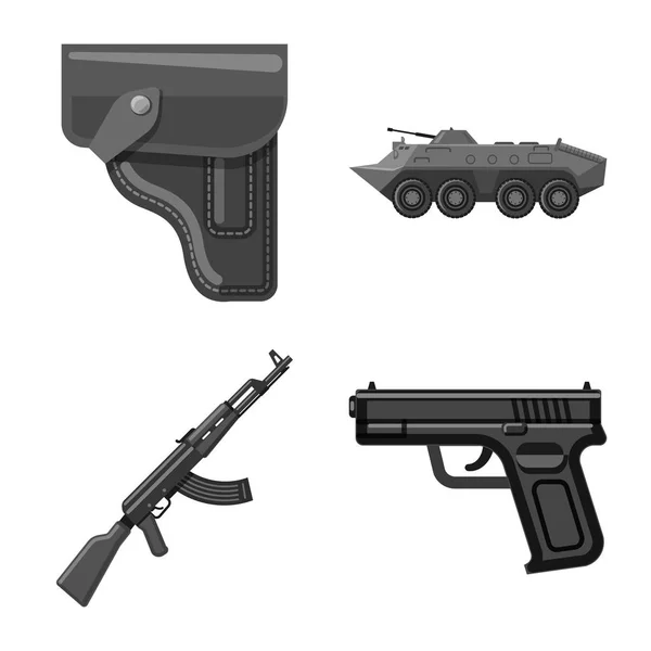 Vektor-Illustration von Waffe und Waffensymbol. Sammlung von Waffen- und Armee-Vektor-Illustrationen. — Stockvektor