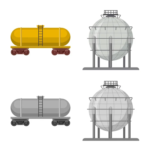 Изолированный объект нефтегазового знака. Комплект векторной иллюстрации запасов нефти и бензина . — стоковый вектор
