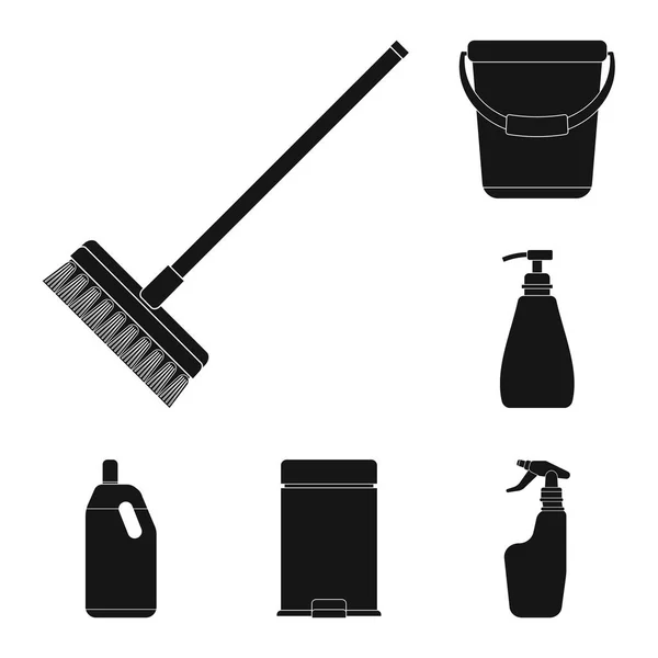 Ilustración vectorial del logotipo de limpieza y servicio. Juego de limpieza y símbolo de stock doméstico para web . — Vector de stock
