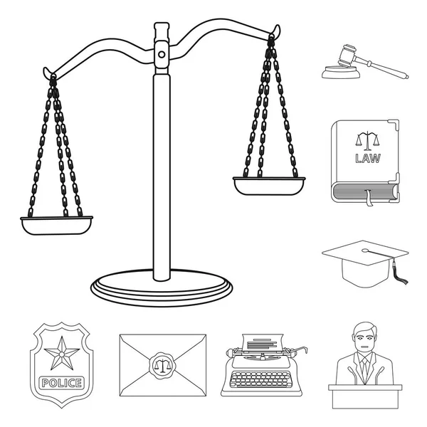 Vector illustration of law and lawyer symbol. Collection of law and justice stock vector illustration. — Stock Vector