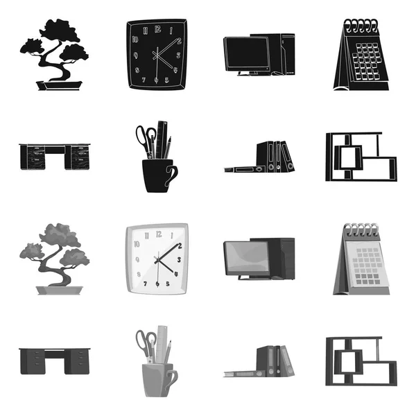 Objeto aislado de muebles e icono de trabajo. Conjunto de muebles y vector de inicio icono para la acción . — Vector de stock