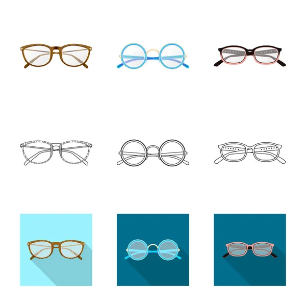 Ilustração vetorial de óculos e ícone de moldura. Coleção de óculos e ilustração do vetor de estoque acessório . —  Vetores de Stock