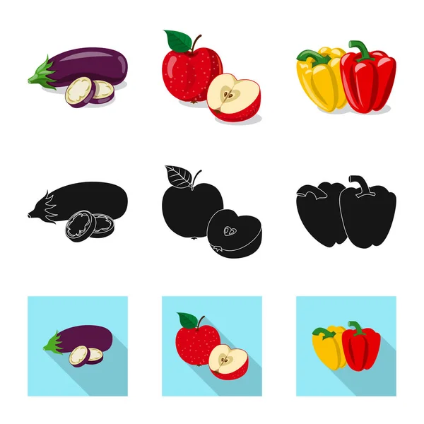 Vector design of vegetable and fruit icon. Set of vegetable and vegetarian stock symbol for web.