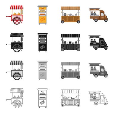 Piyasa ve dış simge vektör Illustration. Market ve gıda hisse senedi vektör çizim seti.