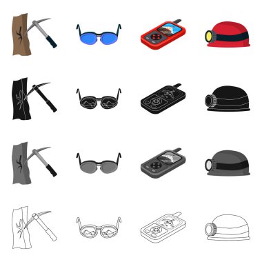 Dağcılık ve tepe sembolü yalıtılmış nesne. Kamp ve dağcılık topluluğu stok vektör çizim.