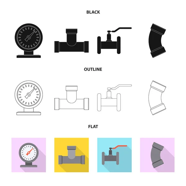 Isolé objet de tuyau et tube logo. Ensemble d'icône vectorielle de tuyau et de pipeline pour stock . — Image vectorielle