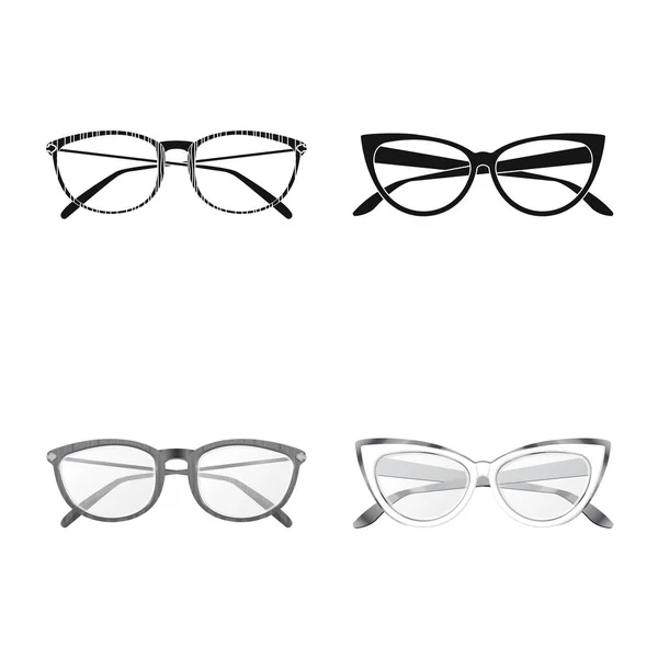 Oggetto isolato di occhiali e simbolo della cornice. Set di bicchieri e accessori stock symbol per web . — Vettoriale Stock