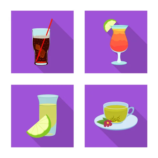 Vector illustration of drink and bar logo. Set of drink and party stock symbol for web. — Stock Vector