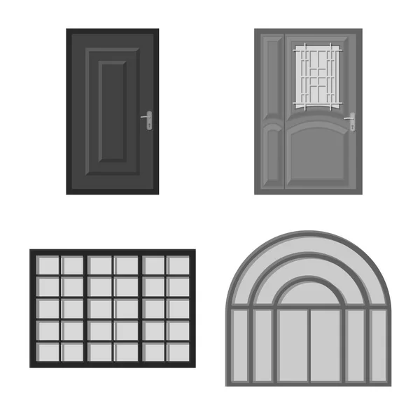 Vectorillustratie van deur voor en achter € symbool. Set van deur en houten aandelensymbool voor web. — Stockvector