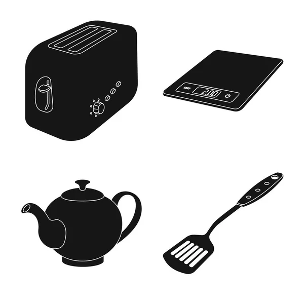 Vector design of kitchen and cook symbol. Set of kitchen and appliance stock symbol for web. — Stock Vector