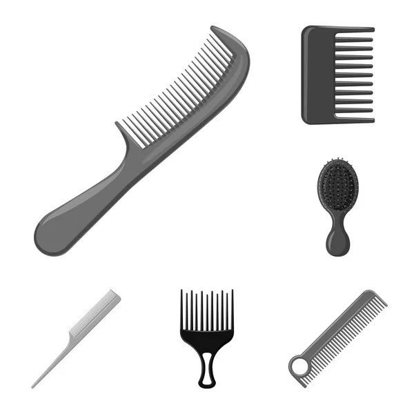 Ilustración vectorial del icono de cepillo y cabello. Colección de cepillo y cepillo de pelo símbolo de stock para web . — Vector de stock