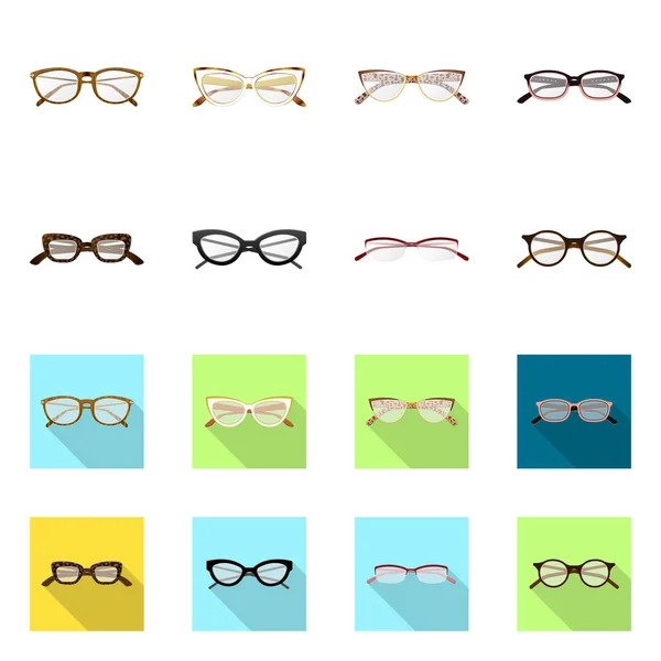 Isolerade objekt av glas och ram symbol. Insamling av glasögon och tillbehör lager vektorillustration. — Stock vektor