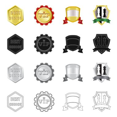 Amblem ve rozet logosu yalıtılmış nesne. Amblem ve etiket stok vektör çizim topluluğu.
