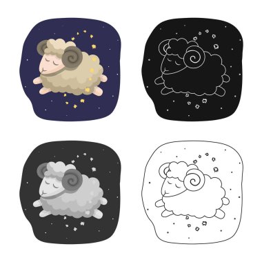 Rüyalar ve gece işareti yalıtılmış nesne. Rüyalar ve hisse senedi için yatak odası vektör simge koleksiyonu.