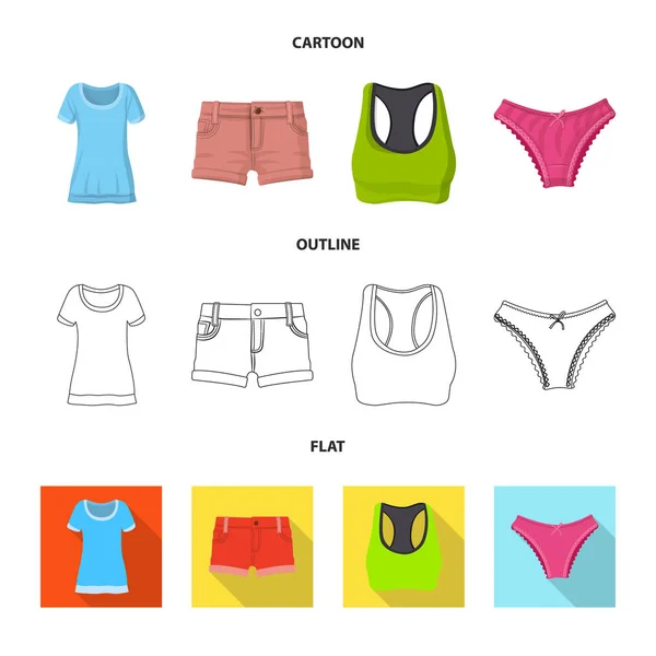 Objeto aislado de la mujer y el icono de la ropa. Colección de la mujer y el desgaste vector de stock ilustración . — Vector de stock