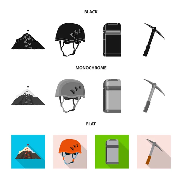Illustration vectorielle de l'alpinisme et logo de pointe. Collection d'alpinisme et symbole de stock de camp pour le web . — Image vectorielle