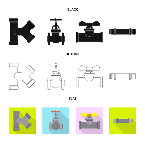 Vektorillustration des Rohr- und Rohrsymbols. Sammlung von Rohr- und Pipeline-Vektor-Symbolen für Aktien. — Stockvektor