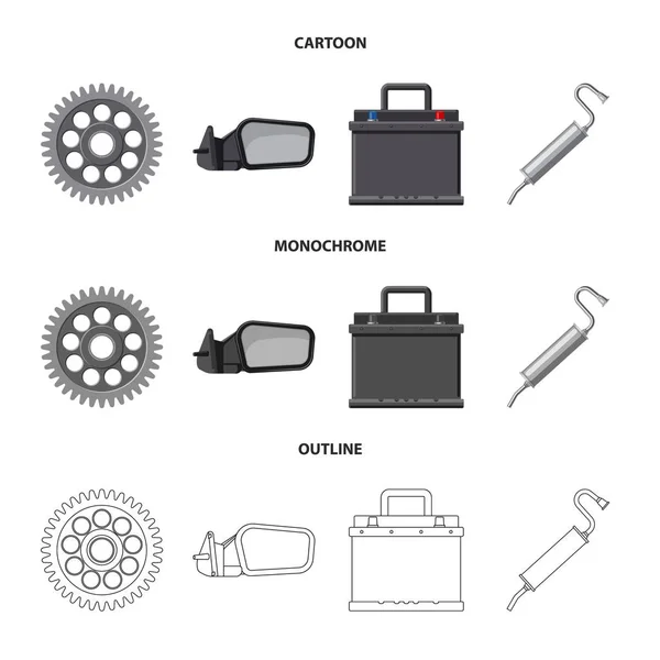 Illustration vectorielle de l'icône auto et pièce. Ensemble d'icône vectorielle auto et voiture pour stock . — Image vectorielle